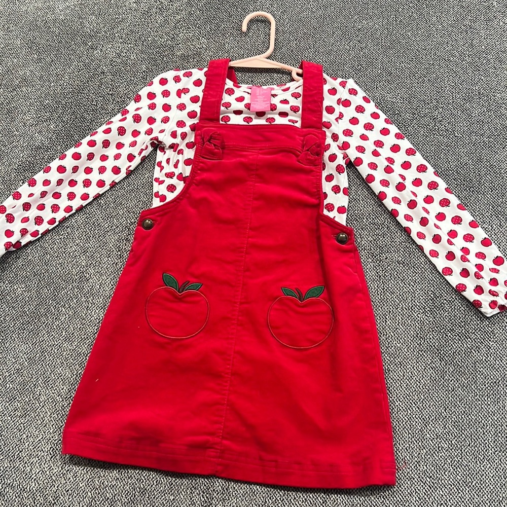 Isaac Mizrahi Girls Apple Dress with Matching Apple Longsleeve